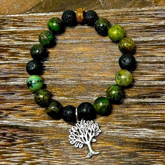 Handmade Tree Charm Bracelet with Natural African Turquoise Stones! - Picture 3 of 4